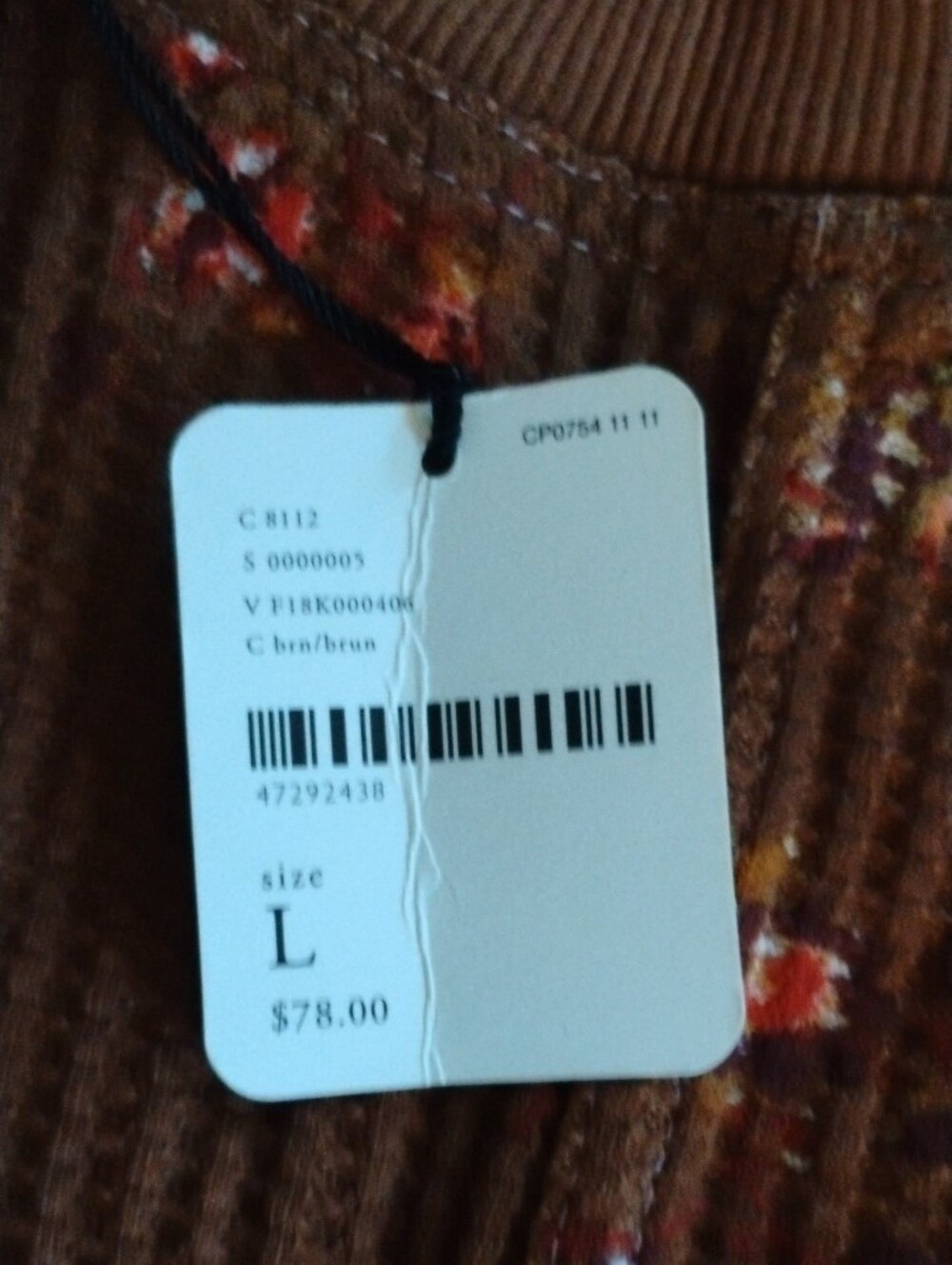 Free People Burnt Orange Floral Scoop-Neck Cropped Sweater - Picture 6 of 7